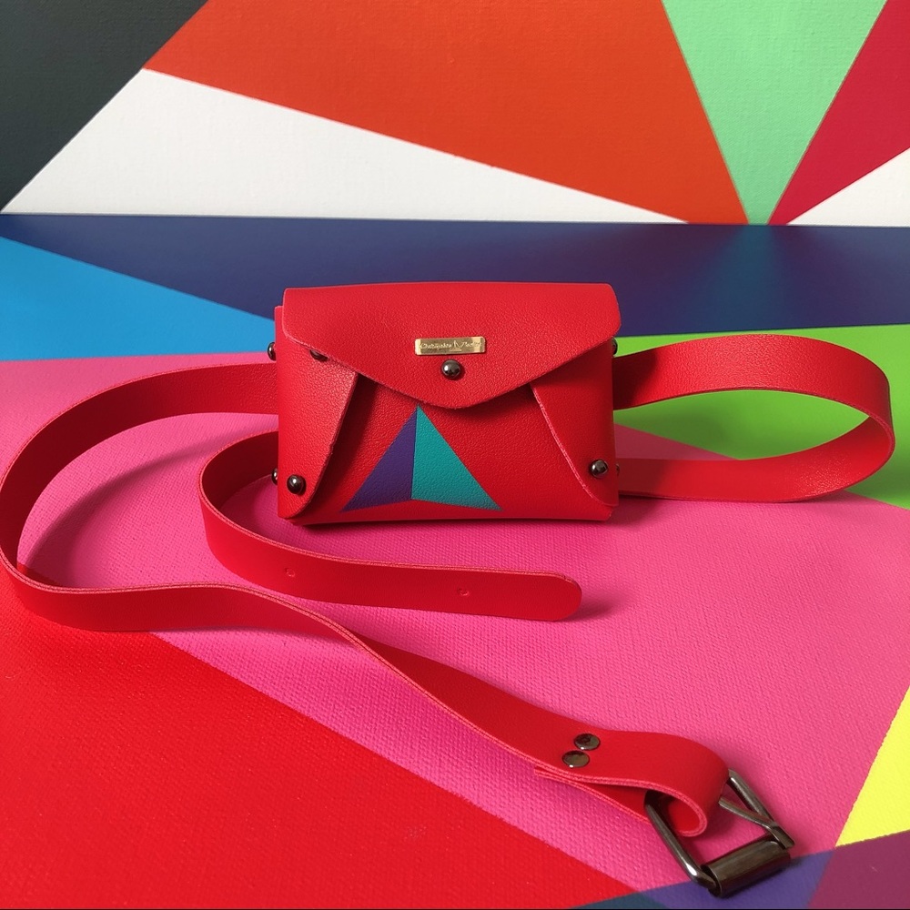 Mini wallet belt color red